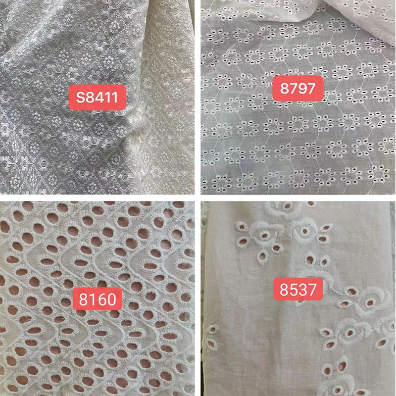 Border Embroidered Cotton Fabric Cotton Lace Fabric Pure Cotton Fabric for Dress Naked